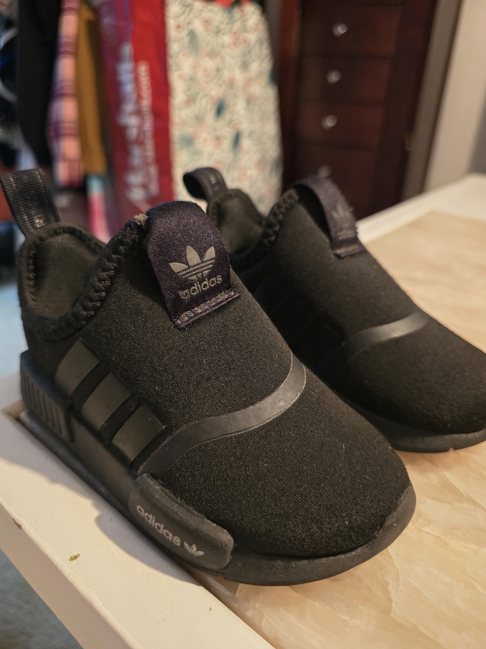 adidas Kids Black Slip-On Athletic Shoes